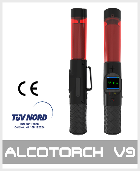Multi-purpose alcohol tester baton Alcotorch V9
